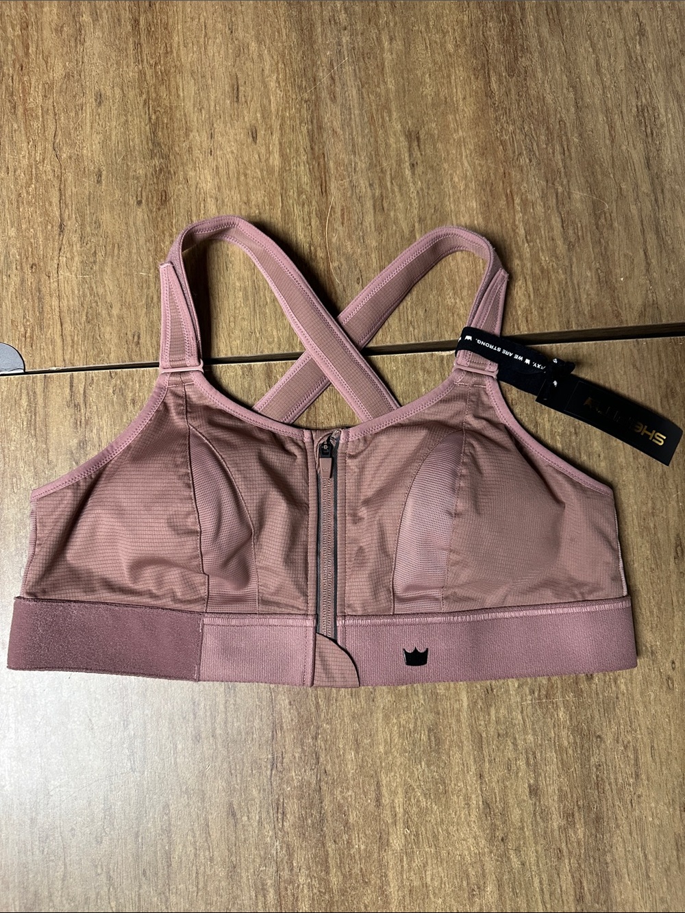 Shefit nwt 1luxe rose taupe adjustable velcro support high impact sports bra
